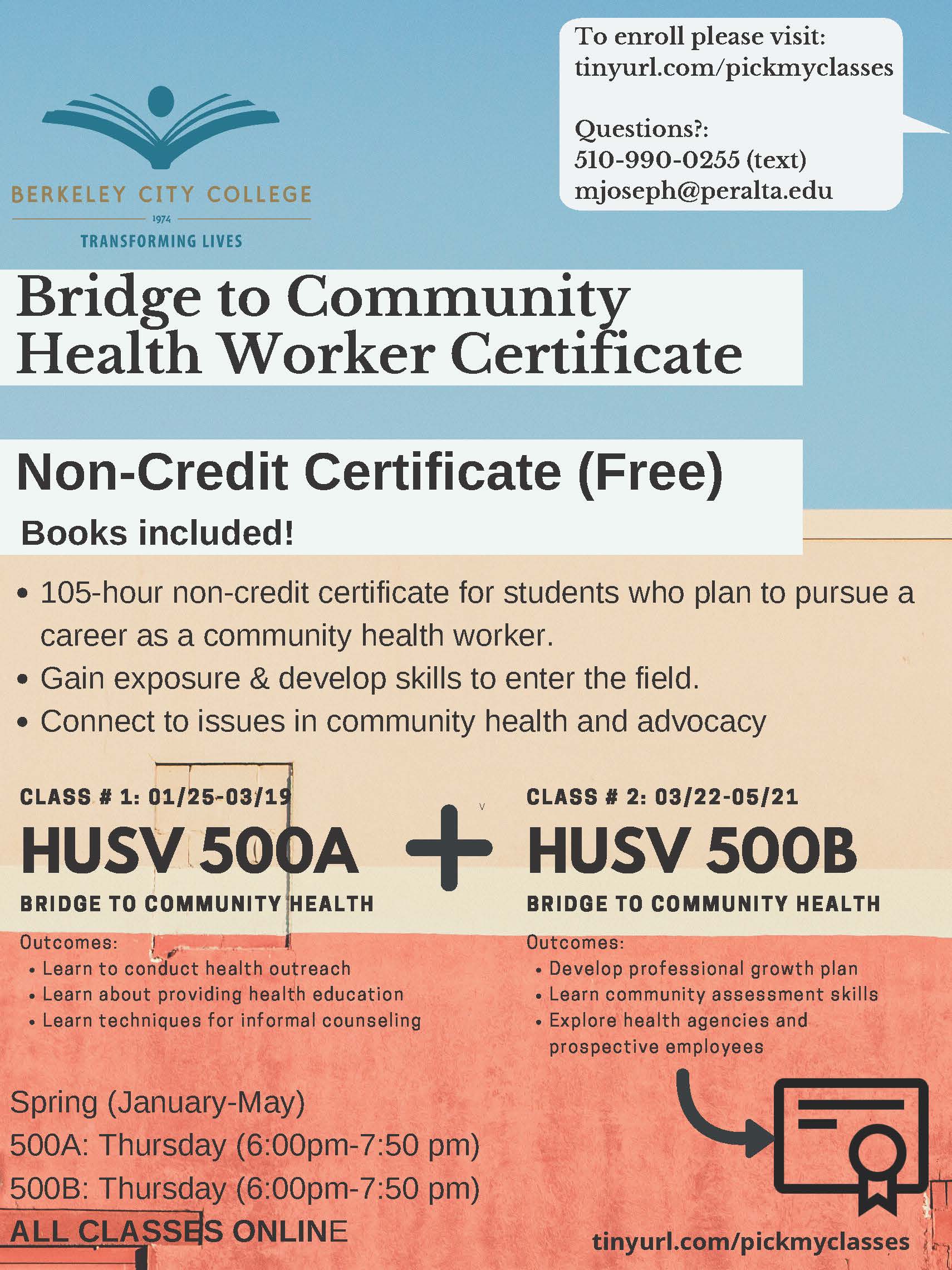 Bridge to Community Health Worker Certificate Northern Alameda